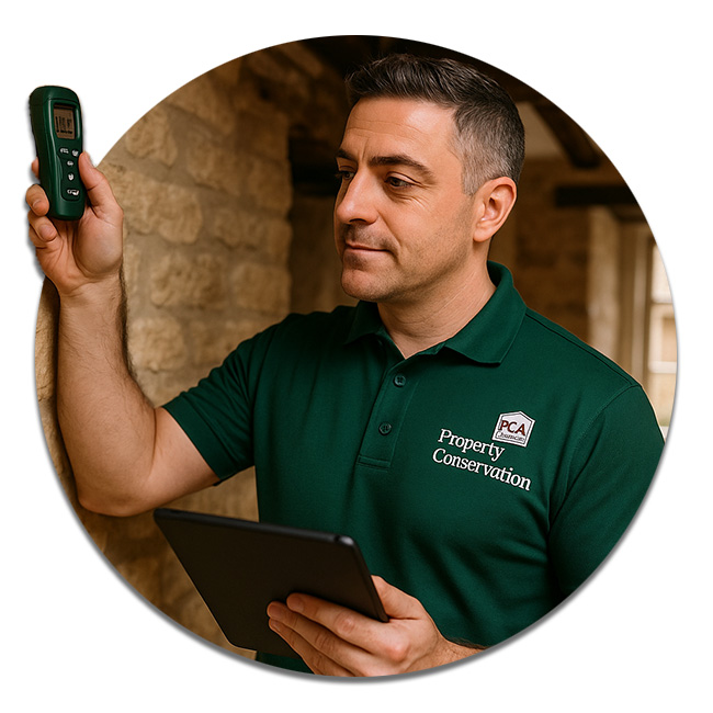 Builder inspection consultancy. Inspector checking material and structure in construction.